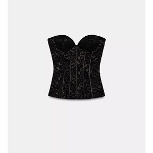Zara Black Velvet Lace Corset Top